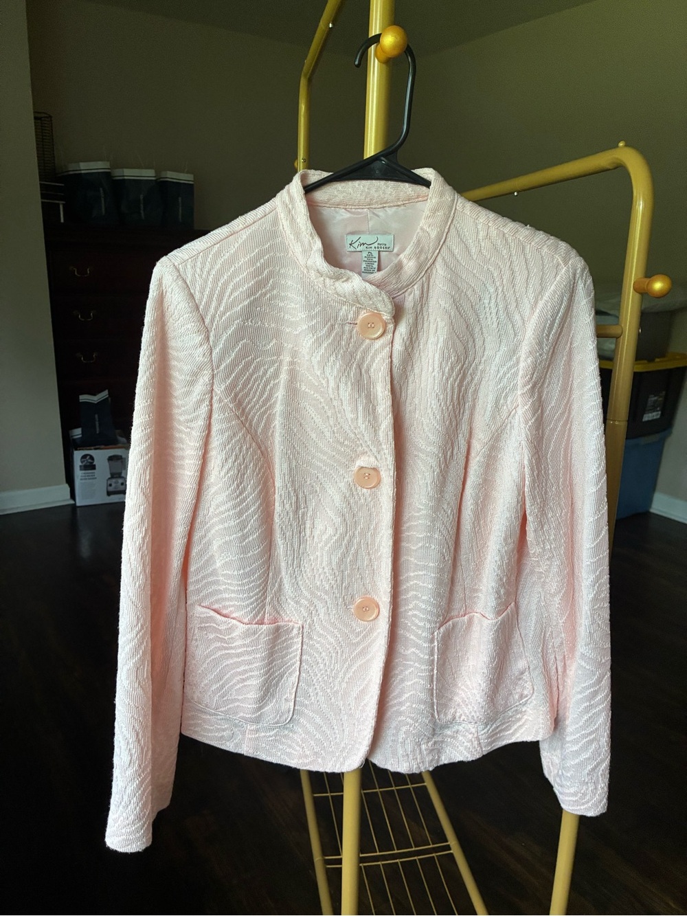 Kim Rogers Pale Pink Textured Button Jacket